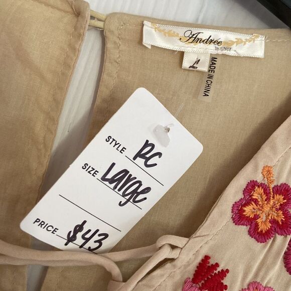 NWT Andree boho ivory embroidered dress - Picture 3 of 7